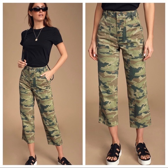 Free People Remy Green Camo High- Waisted Jeans - Picture 3 of 8